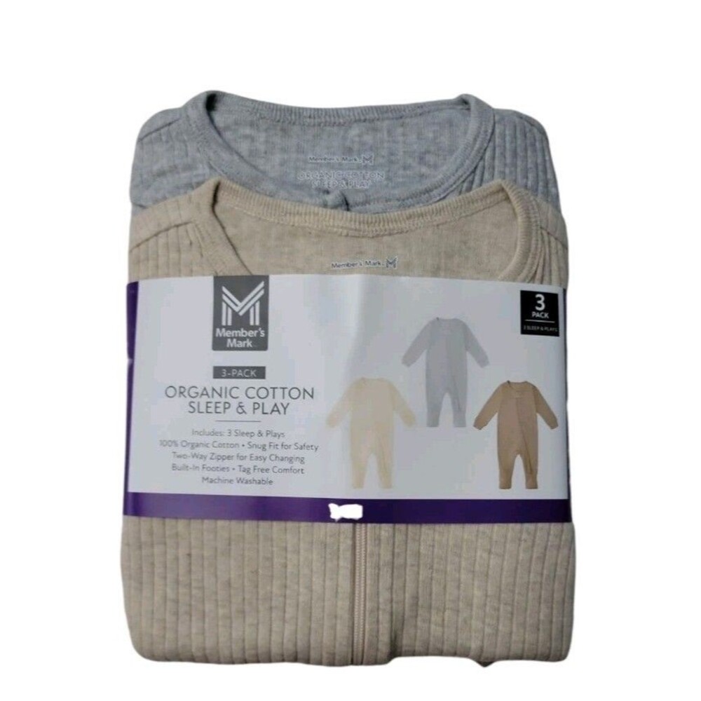 Member's Mark Baby 3-Pack Organic Cotton Soft Sleep‎ And Play 18Months